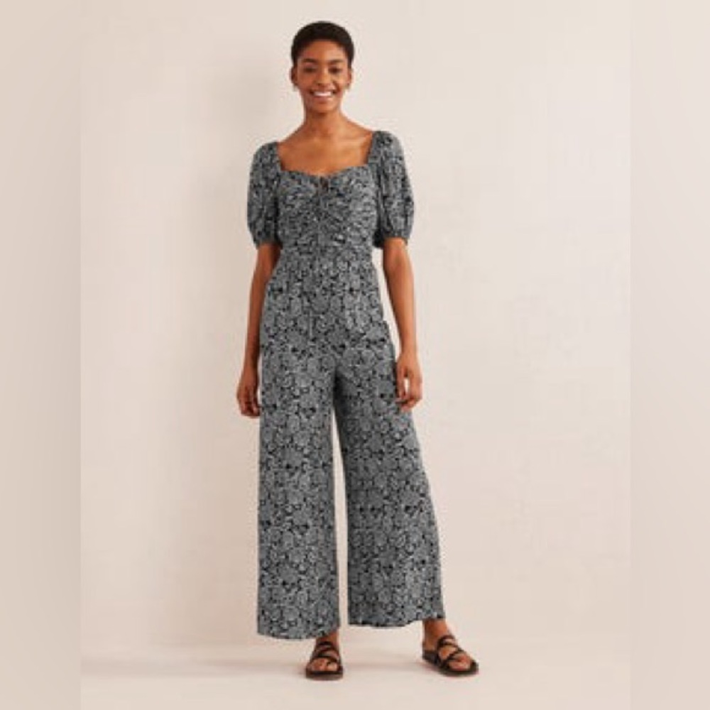 Boden Tie Neck Keyhole Jumpsuit